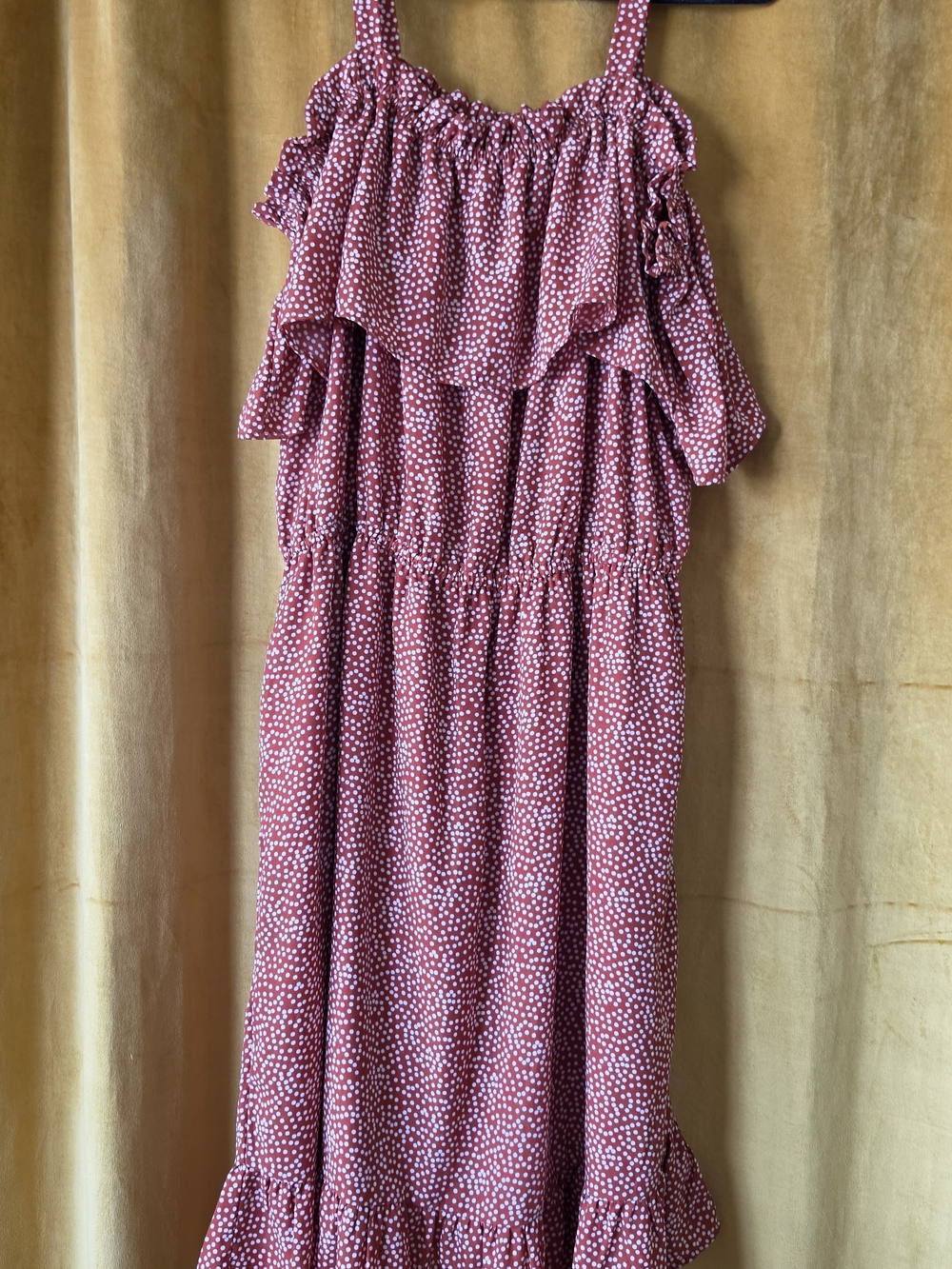Liberty Love Rust Orange Polka Dot Ruffle Dress